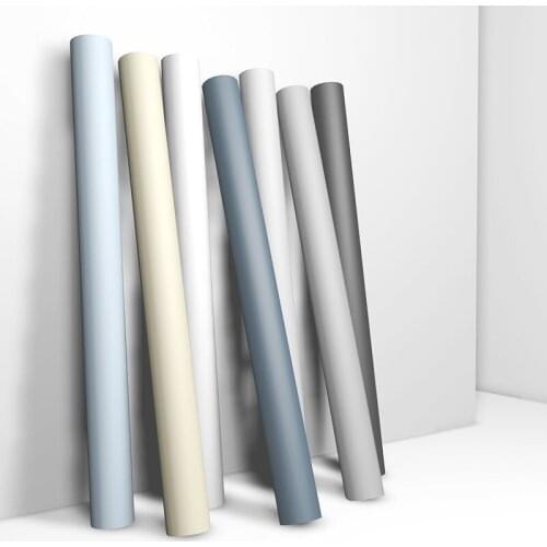 Solid Color DIY Decorative Film PVC Self Adhesive Wall Paper Furniture Renovation Stickers Kitchen Cabinet Waterproof Wallpaper