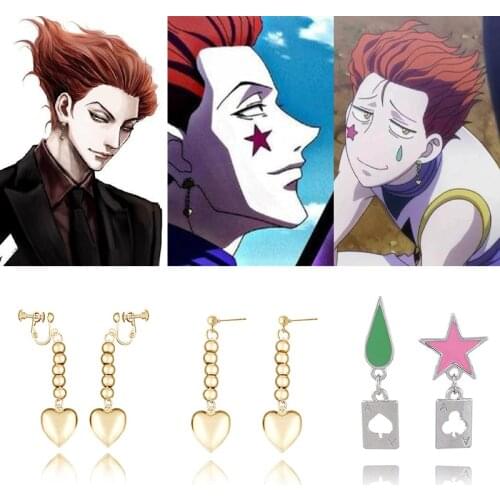 Hunter X Hunter Earring Hisoka Kuroro Heart Earring Jewelry Cosplay Prop Drop Earring Wedding серьги Lady Party Decoration