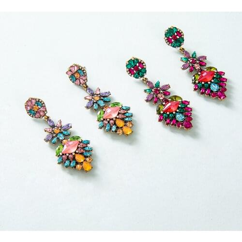 New Gold Color Multicolor Tassel Light Blue Stone Hoop Earrings for Women Girls Fashion Jewelry