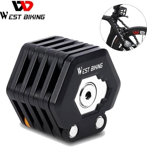 WEST BIKING Foldable Bike Lock with 3 Keys Hamburg-Lock Alloy Anti-Theft Strong Security Bicycle Lock Mount Bracket Chain Lock