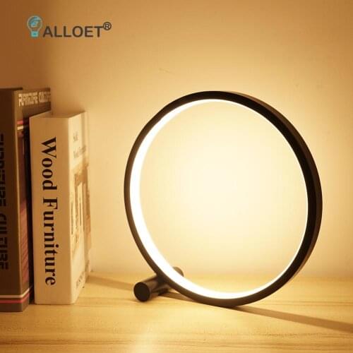 Modern USB LED Table Lamp Round Acrylic Desk Lamp Circular Bedside Night Light Eye-Protection Reading Lamp Home Decoration