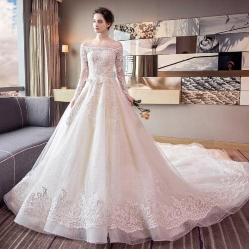 Wedding Dress 2020 Gryffon Robe De Mariee Luxury Lace Full Sleeve Lace Up Ball Gown Princess Classic Vestido De Noiva Customize