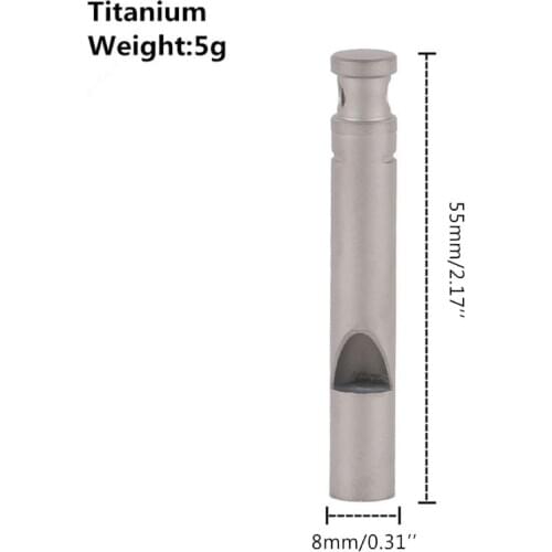 Pure Titanium Survival Whistle Outdoor Camping Hiking High Frequency Whistle With Cord G99D