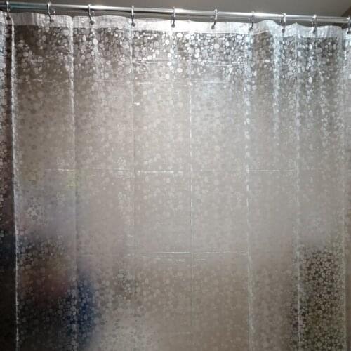 Pebble Stone Pattern Shower Curtains 3D Waterproof PVC Transparent Bathroom Curtain Mildewproof Room Partition Curtain with Hook