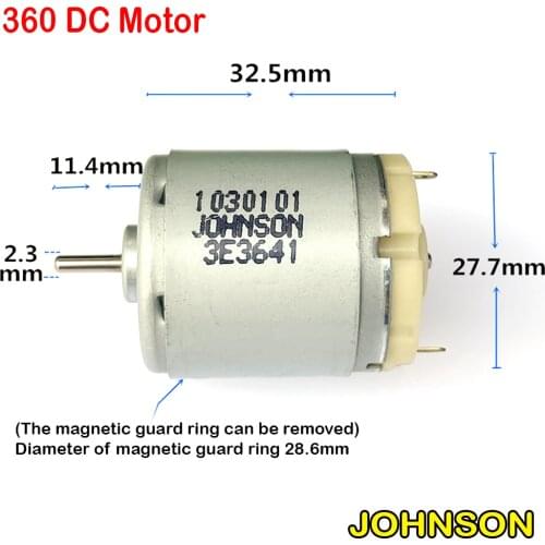 DC 3V-12V 6V 7.2V 9V JOHNSON 360 DC Motor Volt Carbon Brush High Speed Large Torque Electric Toy Car Model Motor 32.5mm*27.7mm
