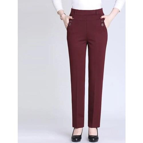 Plus size 5xl mom pants 2021 hot sale high waist elastic straight trousers spring summer casual pants ladies office work pants