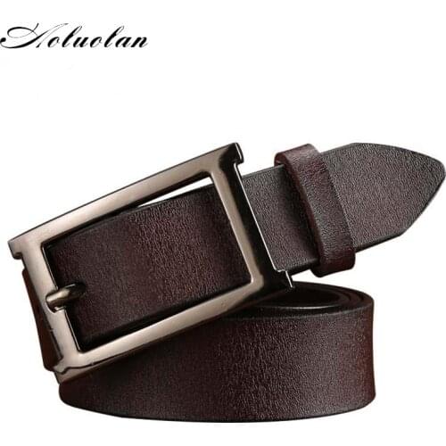 Womens Belt Skirt Women 105-115cm Long Pin Buckle Belt Genuine Leather Ladys Alloy Pin Buckle Retro Belt High Quality
