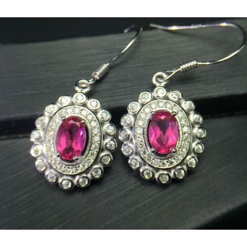 Tested Natural Pink Topaz Drop Earrings for Women, 4*6mm, 925 Sterling Silver Fine Jewelry with Velvet Box Certificate FR139