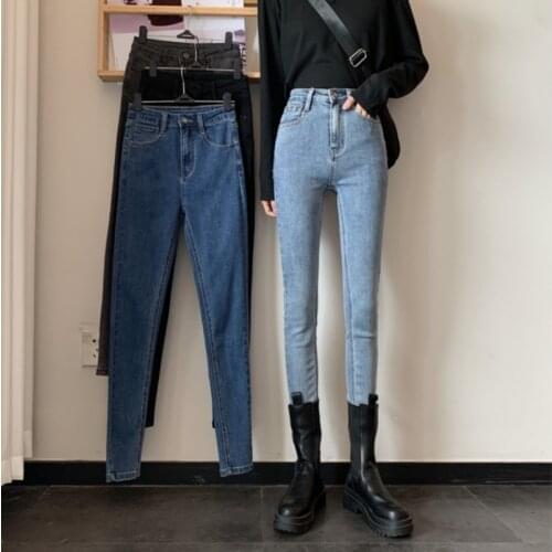 Skinny jeans womens summer 2021 new high waist slim and versatile stretch pants straight Korean small foot pencil pants