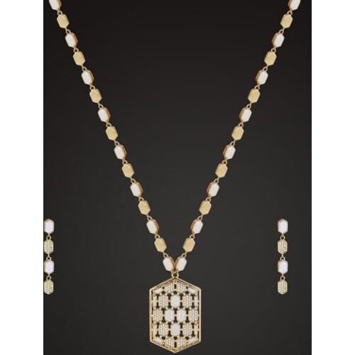 Zlxgirl White Enamel Shape Snake Pendant and Earring jewelry Sets for women gifts Perfect Women wedding bridal necklace earring