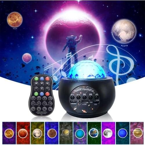10 Planet Starry Sky Projector Lamp Wireless Remote Control Music Night Light 5V DQ-M3 USB Blue-tooth IT Card Decor Lighting