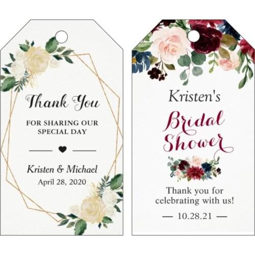100Pcs Custom Wedding Tags ,Gift Tag,Labels, Candy Favors Tags, Birthday, Baptism, Your Photo, Personalized,Party Decoration