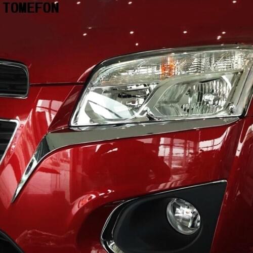 2pcs For Chevrolet Trax 2014 2015 ABS Chrome Car Exterior Front Headlights lamp Eyebrow Cover Trims Headlight Protective Cover