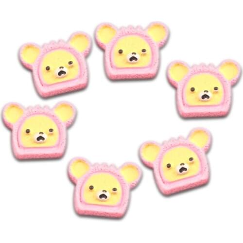 20Pcs Pink Bear Cakes Resin Decoration Crafts Kawaii Bead Flatback Cabochon Scrapbook DIY Accessories Buttons