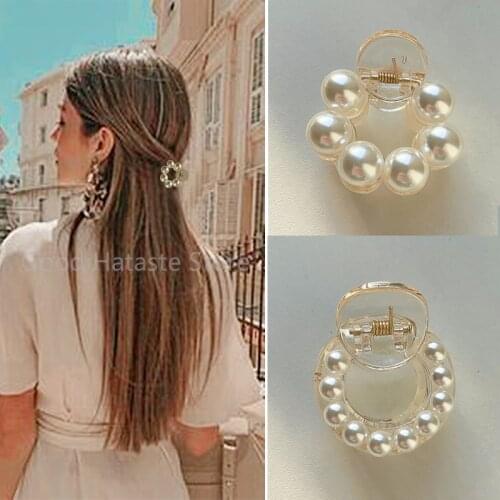 2021 Mini Round Pearl Hair Clip Women Girls Claw Crab Hairpins Hair Claw Chic Barrettes Styling Fashion Hair Accessories Gift