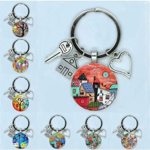 25mm Handmade New House Key Key Chain Beautiful House Key Ring Under The Stars Personalized Jewelry Gift New Home Jewelry Gift K