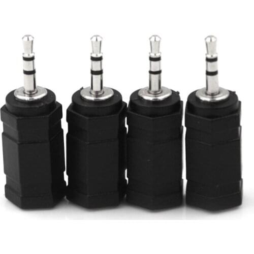4 PCS 2.5mm Male To 3.5mm Female Audio Stereo Headphones jack Adapter Plug Black
