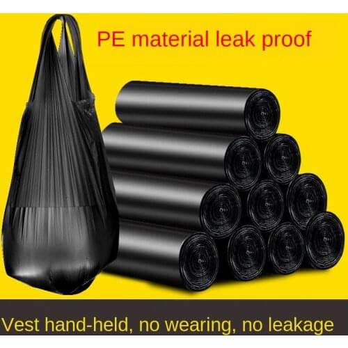 5 rolls of 100 garbage bags household portable thickening affordable kitchen black vest-style large garbage can plastic bag