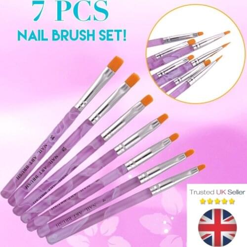 7 PCS/Set Nail Marbleizing Brush Set Painting Drawing Design Acrylic Flat Brush For Nail Art Creation Nail Art Manicure Tool