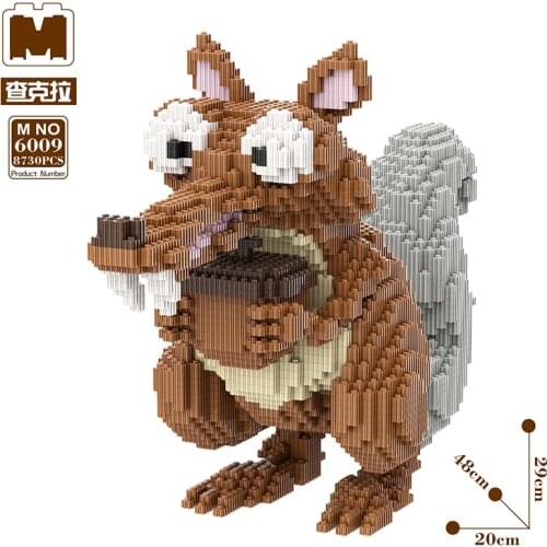 8730pcs 6709 Large Size Cartoon Scrat Acorn 3D Assemble Squirrel Model Building Blocks Toy Children Educational Animal Toys