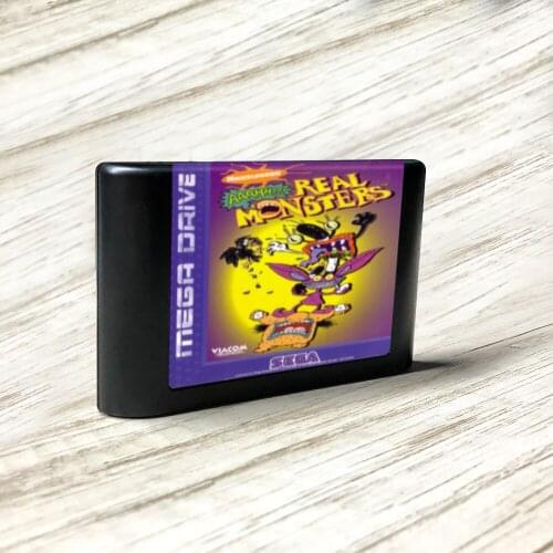 Aaahh!!! Real Monsters - EUR Label Flashkit MD Electroless Gold PCB Card for Sega Genesis Megadrive Video Game Console