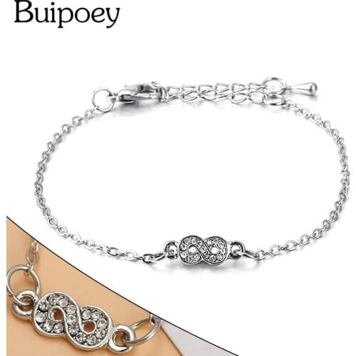 Buipoey Simple Bohemia Number 8 Bracelets & Bangles For Girls Boys Original Silver Color Lobster Clasp Bracelet Childrens Gifts