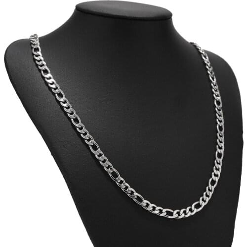 10pcs/lot Stainless Steel Figaro Chain Necklaces 6MM Width Cuban Curb Link Chain for Pendant Hip Hop DIY Jewelry Making For Men