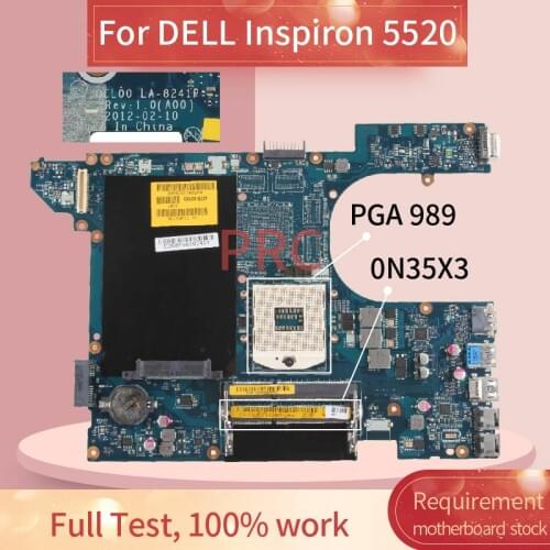 CN-0N35X3 0N35X3 For DELL Inspiron 15R 5520 7520 PGA 989 HM75 Laptop motherboard QCL00 LA-8241P SLJ8C DDR3 Notebook Mainboard