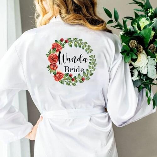 Flower Print bridesmaid robe team bride wedding bridal party robes women kimono pajamas