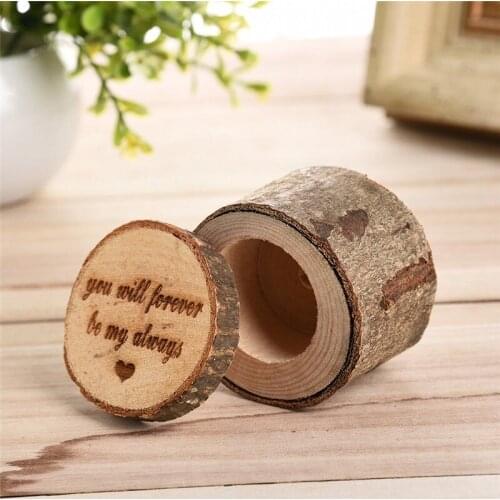 Wooden Retro Shabby Chic Rustic Wedding Ring Pillow Bearer Boxes Decoration