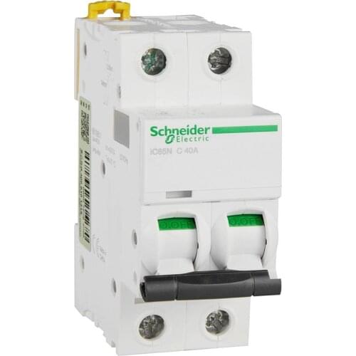 Export IC65N Distribution Protection Small Circuit Breaker Original C Curve 2P 40A 400V 50 / 60hz A9F18240 DIN Rail Installation