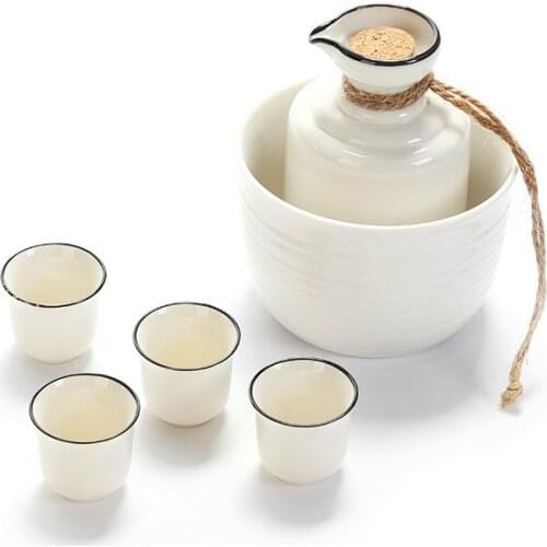 Porcelain Wine Set Liquor Divider Set Japanese Style Gift Wine Set Sake Pot Shot Glass Wine Warmer Gift Flagon Sake Set