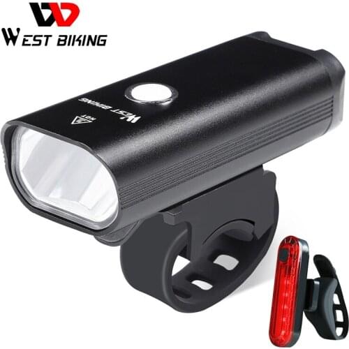 WEST BIKING Cycling Light Flashlight USB Rechargeable MTB Bicycle Front Lights Lamp Waterproof Bike Headlight Bike Accessories
