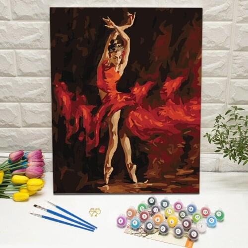 Hot Sell Oil Painting by Number Hand Painted Dancing Girl Wall Art Ballet Picture For Home Decoration 40x50cm With Frame