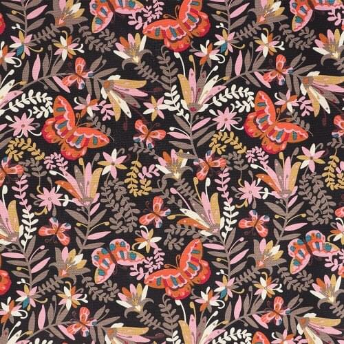 Cotton Fabric 58inch Butterfly Underbrush shrub Flower Printed Cloth for Patchwork Needlework DIY Sewing Handmade Material Craft