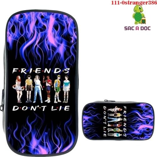 3D Printed Stranger Things Cosmetic Bag Women Makeup Pencil Case Stranger Things Season 3 Zipper Pencil Box Kpop School Supplies