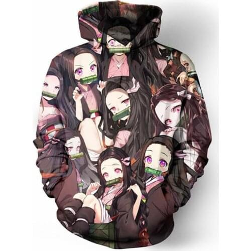 ANIME Demon Slayer Kamado Nezuko Cosplay Costumes 3D Tops Men Women Pullover Hoodies Tshirt for Spring Autumn Sweatshirt