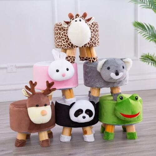 Creative cartoon animal stool solid wood childrens coffee table stool home small sofa stool removable and washable WF6051005