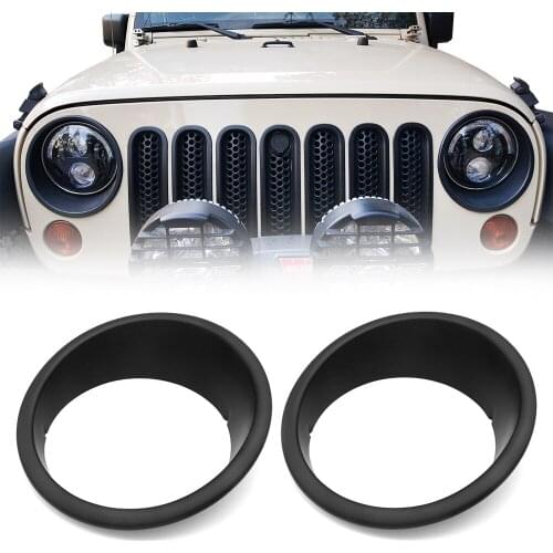 Matte Black Headlight Insert Headlight Bezel Trim Cover Fit for 2007-2018 Jeep Wrangler & Wrangler Unlimited
