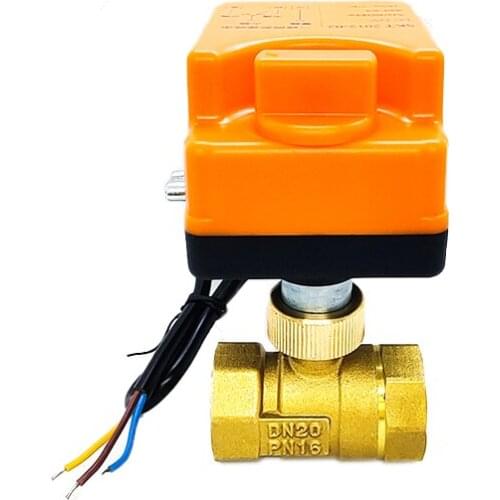 3/4" Motorized Ball Valve 220V 12V 24V 3-Wire 2 Point Control Brass Electric Ball Valve With Manual Switch
