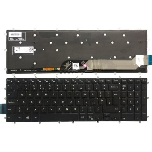 New UK laptop keyboard for Dell Inspiron 2 in 1 5570 5575 5770 5775 keyboard layout White font with Backlit