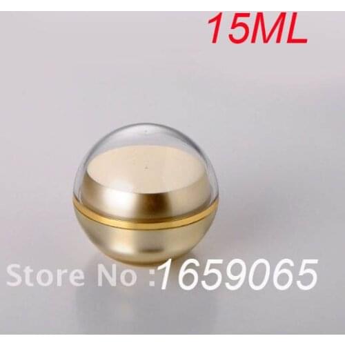 New 15g gold acrylic ball shape cream jar plastic jar f eye cream day cream capsule moisturizer gel cosmetic packing ball jar