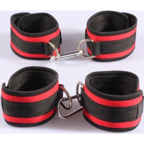 Drop shipping 2 in 1 kit sponge and braid handcuffs and ankle cuffs, Red adult sex toys wrist cuffs and feet cuffs