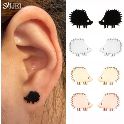 Lovely Insect Hedgehog Earrings Female Animal Stainless Steel Earrings Accessories Trend Jewelry Studs for Girls Birthday Gifts