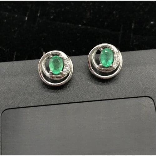 Natural Emerald 925 Sterling Silver Women Stud earrings Jewelry gemstone jewelry sunflower design best gift for girl lady