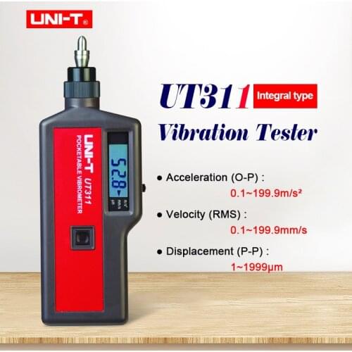 UNI-T UT311 Digital Vibration Tester acceleration velocity displacement Measure 2k count LCD Display Integrated type vibrometer