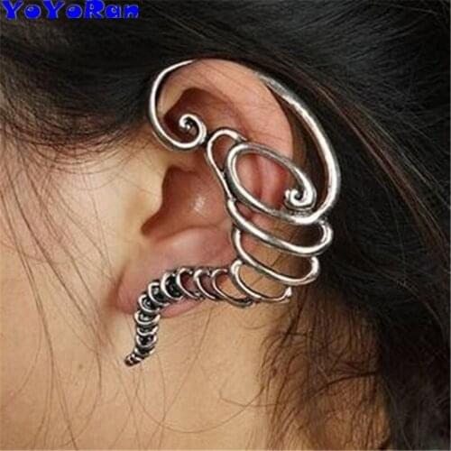 4ps vintage hollow tornado clip earring ear cuff man openwor retro wind geometric metal Punk ear hang earring jewelry