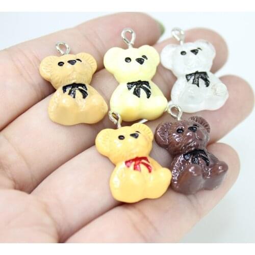 Yamily 10Pcs/Resin Bear Bowknot Cute DIY Making Pendant Charms Jewelry For Keychain Earrings Necklace