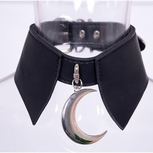 Punk Women Necklace PU Leather Chic Moon Pattern Fashion Women Collar 2019 New Belt Choker Gothic Necklace