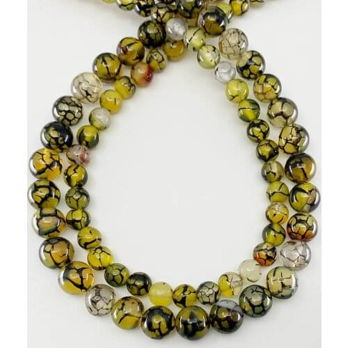 1strand 6 8 10 mm Natural Stone Yellow Dragon Vein Agat Bead Round Loose Spacer Beads For Jewelry Making Findings DIY Bracelet
